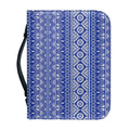 Blue And White African Pattern Print Leather Bible Cover