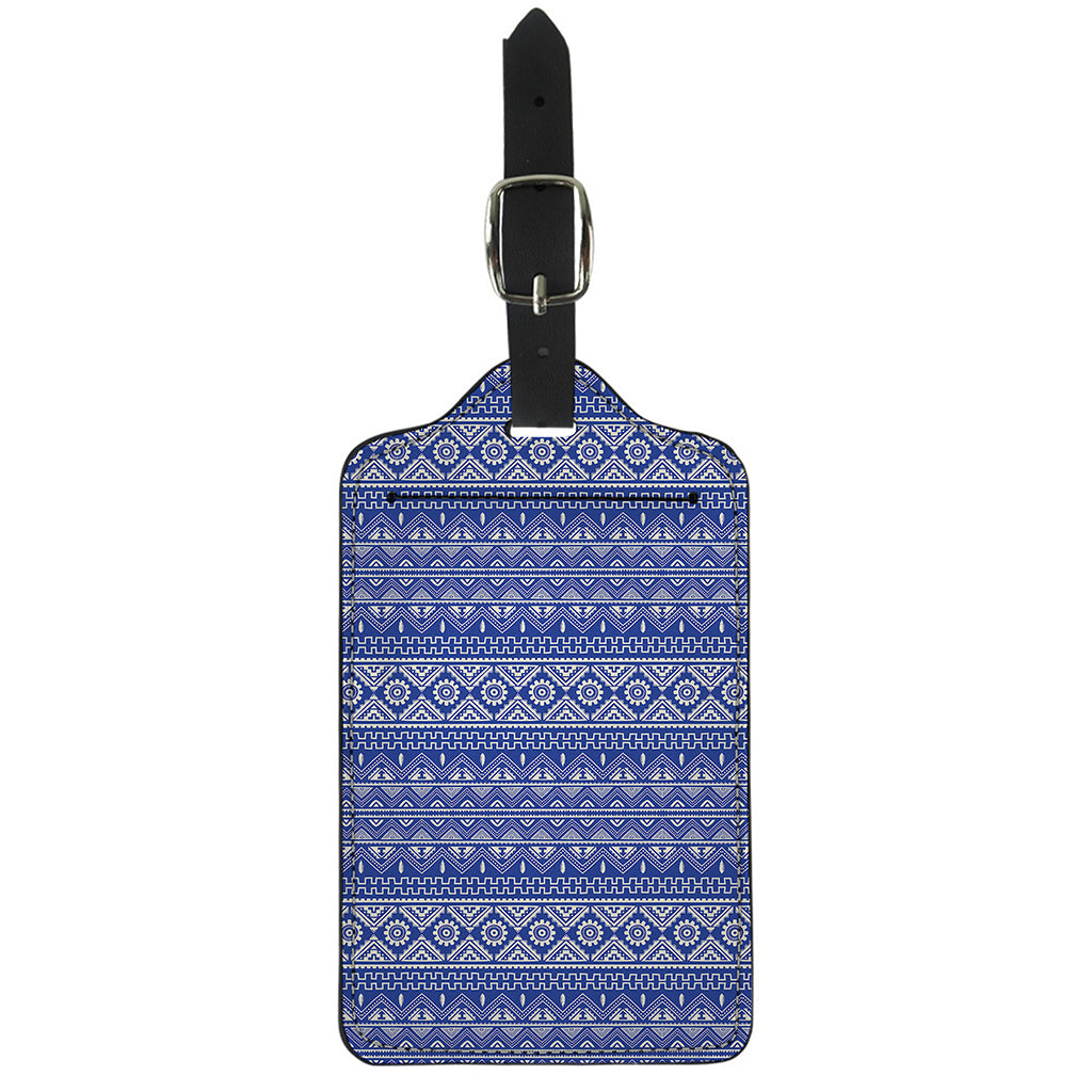 Blue And White African Pattern Print Luggage Tag
