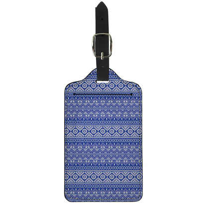 Blue And White African Pattern Print Luggage Tag