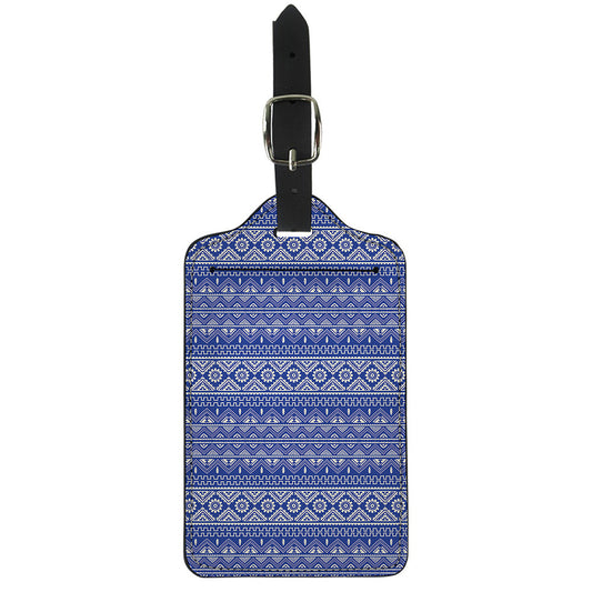 Blue And White African Pattern Print Luggage Tag