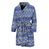 Blue And White African Pattern Print Men's Bathrobe