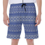 Blue And White African Pattern Print Men's Beach Shorts