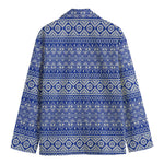 Blue And White African Pattern Print Men's Blazer