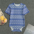 Blue And White African Pattern Print Men's Bodysuit