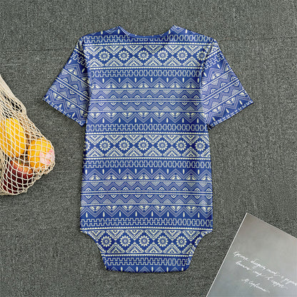 Blue And White African Pattern Print Men's Bodysuit