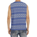 Blue And White African Pattern Print Men's Fitness Tank Top