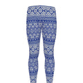 Blue And White African Pattern Print Men's Leggings