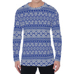Blue And White African Pattern Print Men's Long Sleeve T-Shirt