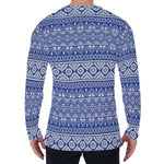 Blue And White African Pattern Print Men's Long Sleeve T-Shirt