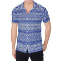 Blue And White African Pattern Print Men's Shirt