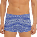 Blue And White African Pattern Print Men's Short Boxer Briefs