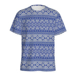 Blue And White African Pattern Print Men's Sports T-Shirt
