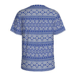 Blue And White African Pattern Print Men's Sports T-Shirt