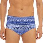 Blue And White African Pattern Print Men's Triangle Swim Briefs