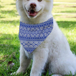 Blue And White African Pattern Print Over The Collar Dog Bandana