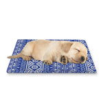 Blue And White African Pattern Print Pet Cooling Mat Cover