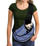 Blue And White African Pattern Print Pet Sling Carrier