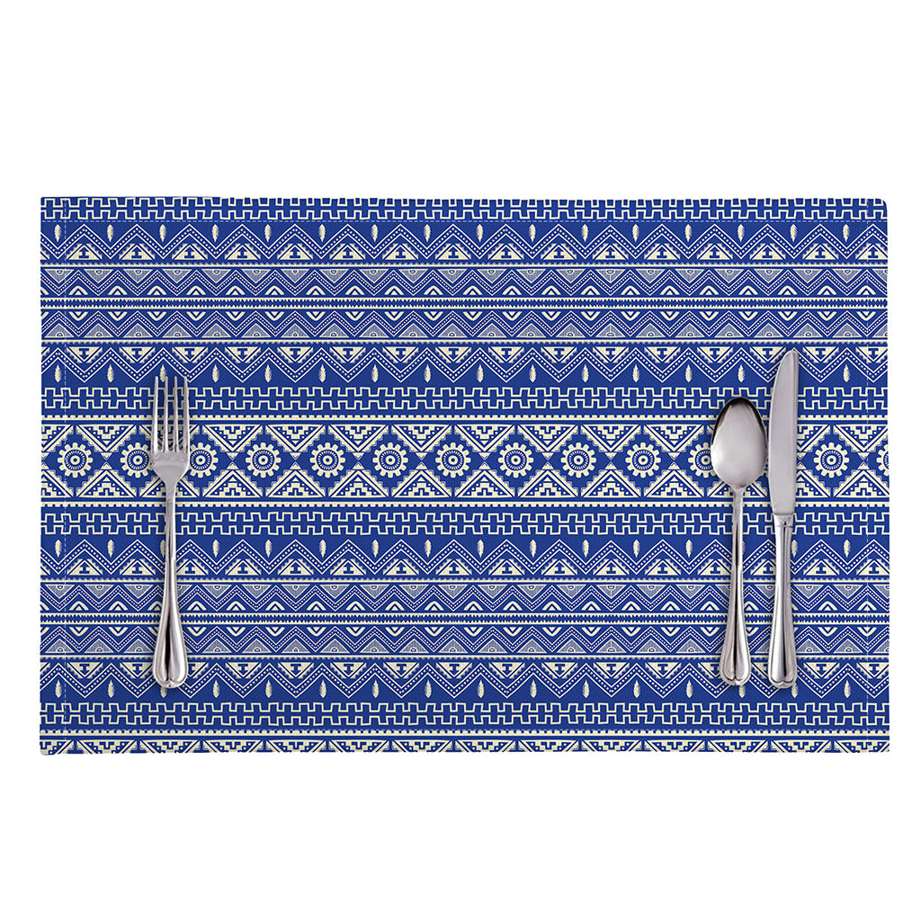Blue And White African Pattern Print Placemat