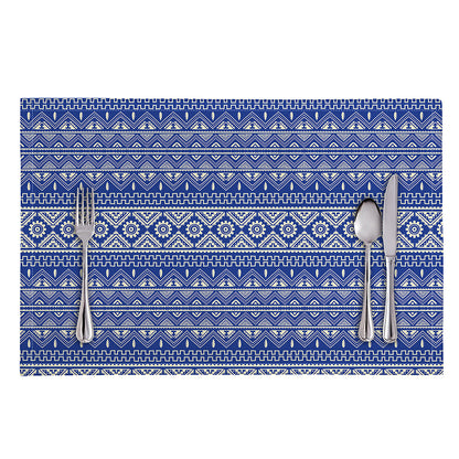 Blue And White African Pattern Print Placemat