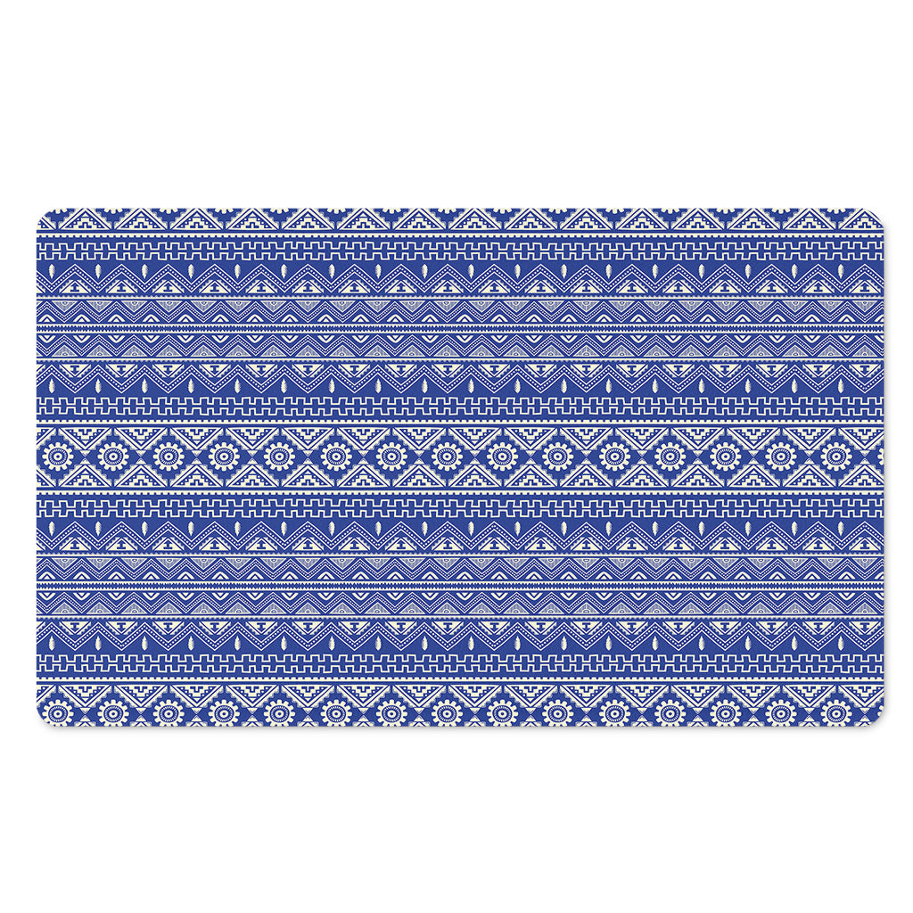 Blue And White African Pattern Print Polyester Doormat