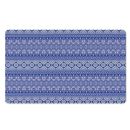 Blue And White African Pattern Print Polyester Doormat