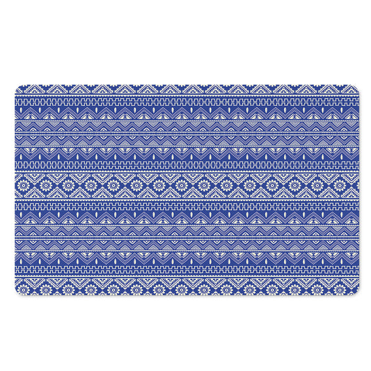 Blue And White African Pattern Print Polyester Doormat