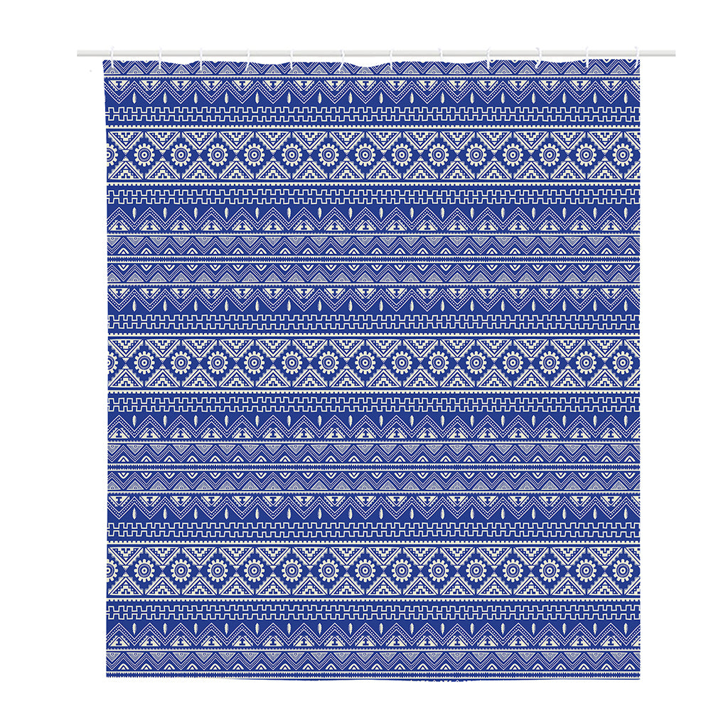 Blue And White African Pattern Print Polyester Shower Curtain