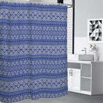 Blue And White African Pattern Print Premium Shower Curtain