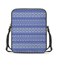 Blue And White African Pattern Print Rectangular Crossbody Bag
