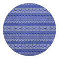 Blue And White African Pattern Print Round Blanket