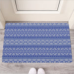 Blue And White African Pattern Print Rubber Doormat