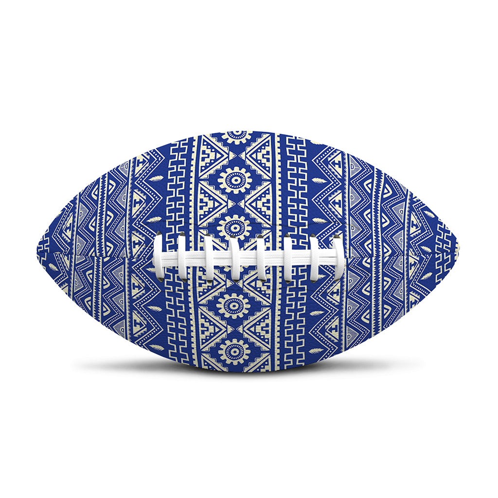 Blue And White African Pattern Print Rugby Ball