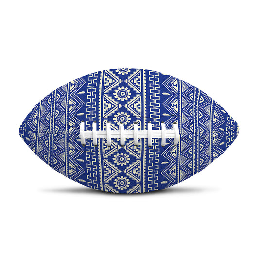 Blue And White African Pattern Print Rugby Ball