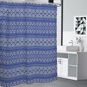 Blue And White African Pattern Print Shower Curtain