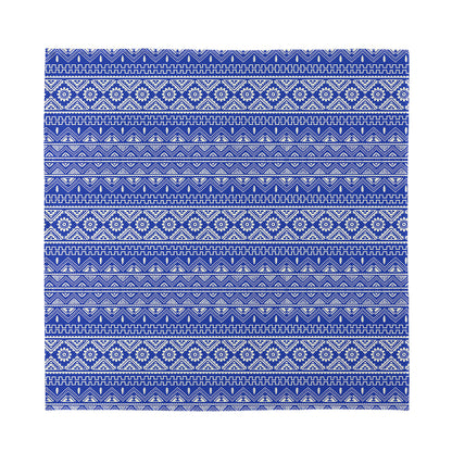 Blue And White African Pattern Print Silk Bandana