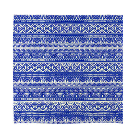 Blue And White African Pattern Print Silk Bandana
