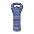 Blue And White African Pattern Print Single Neoprene Wine Tote
