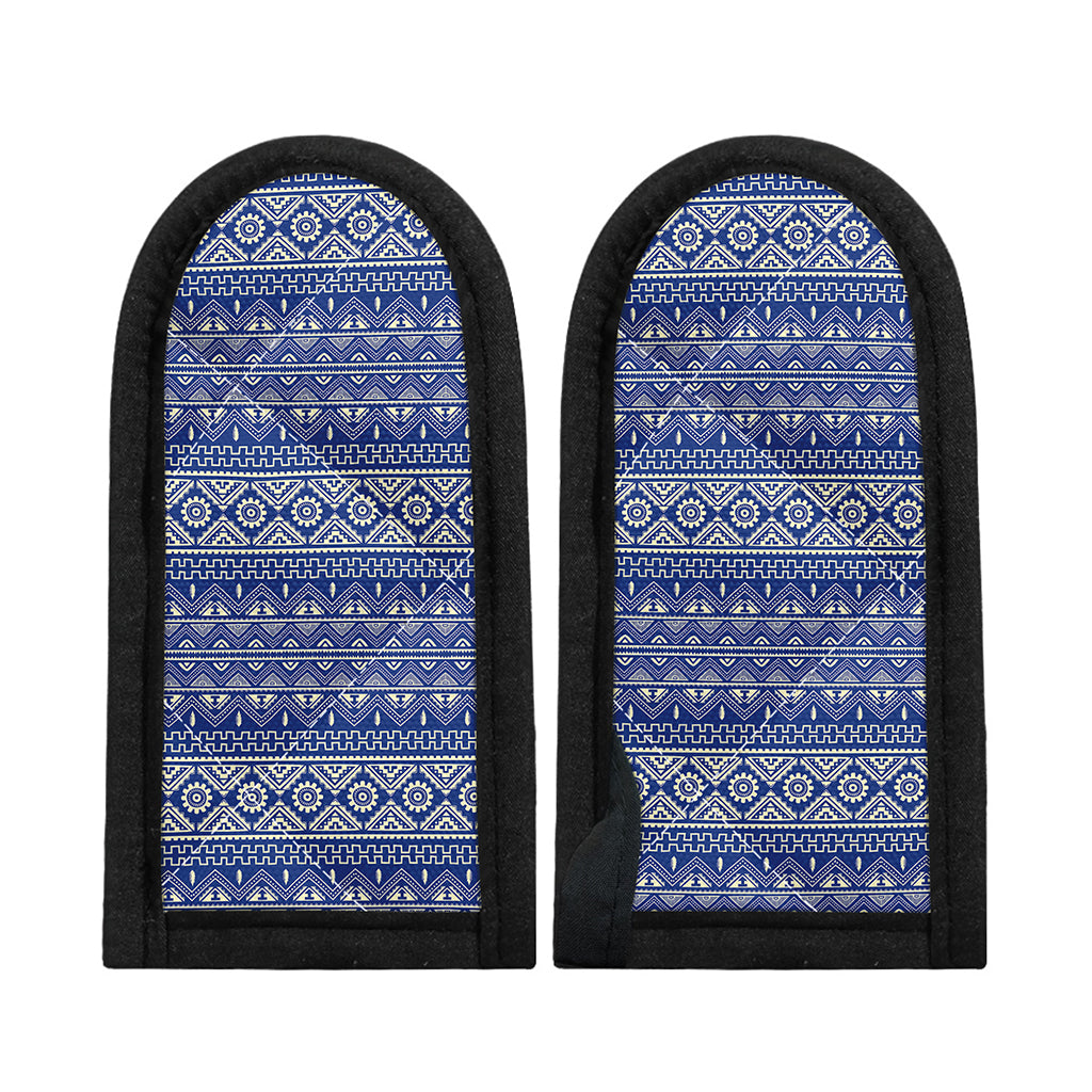 Blue And White African Pattern Print Skillet Handle Cover