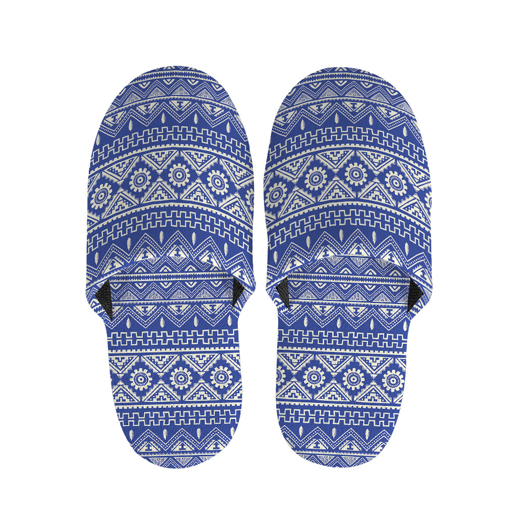 Blue And White African Pattern Print Slippers