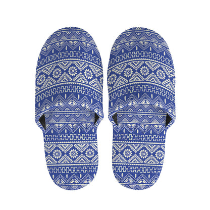 Blue And White African Pattern Print Slippers