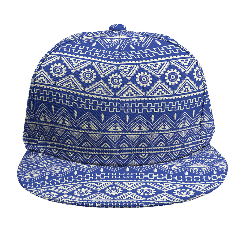 Blue And White African Pattern Print Snapback Cap