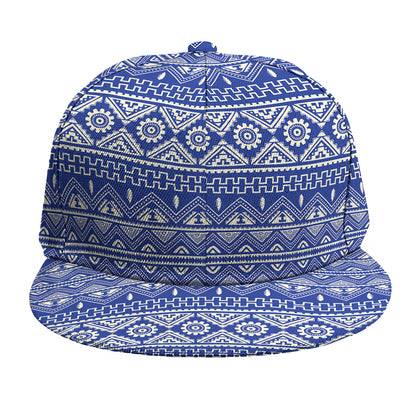 Blue And White African Pattern Print Snapback Cap