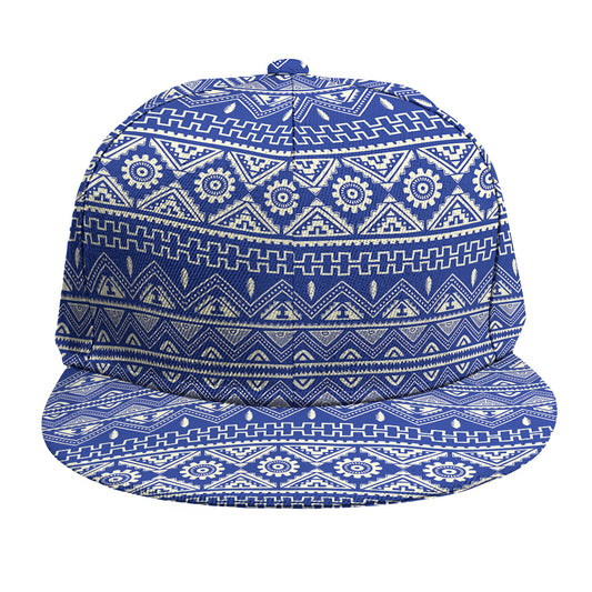 Blue And White African Pattern Print Snapback Cap