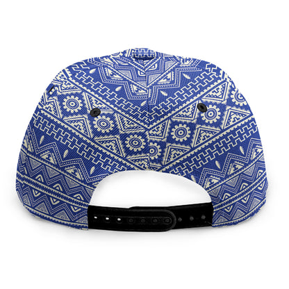 Blue And White African Pattern Print Snapback Cap