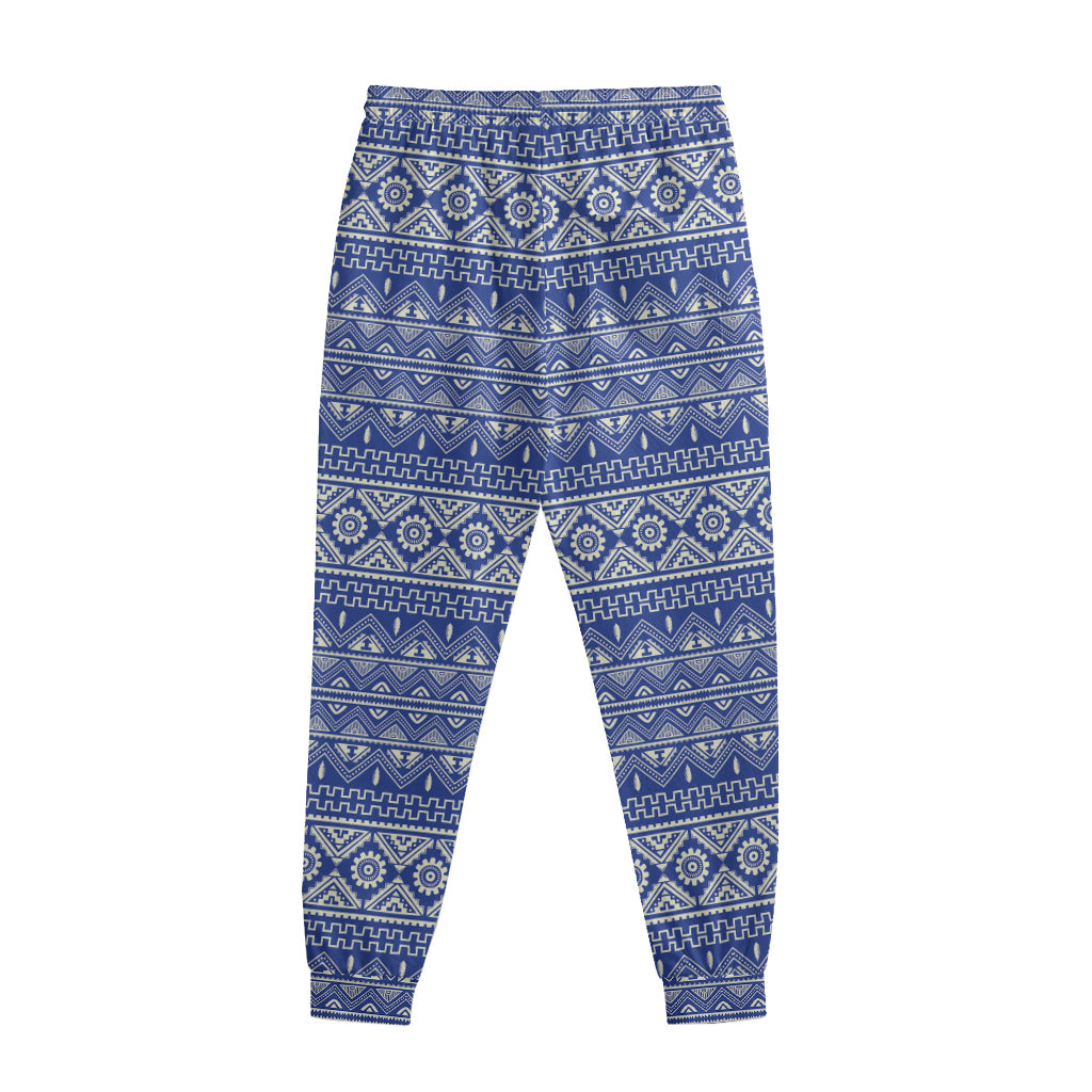 Blue And White African Pattern Print Sweatpants