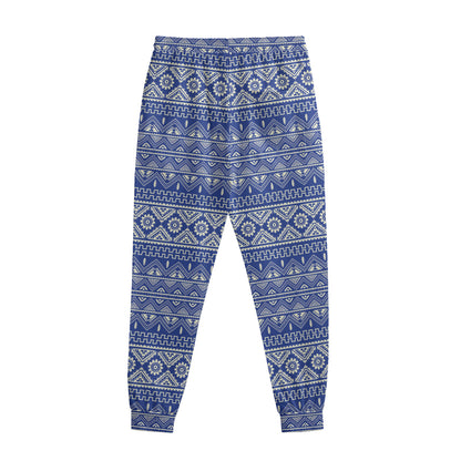 Blue And White African Pattern Print Sweatpants