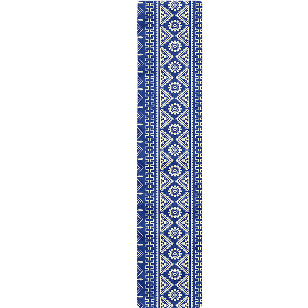 Blue And White African Pattern Print Table Runner