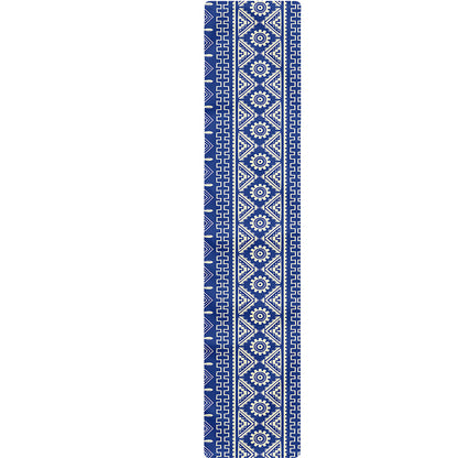 Blue And White African Pattern Print Table Runner