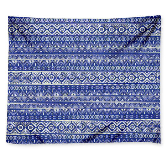 Blue And White African Pattern Print Tapestry