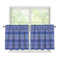 Blue And White African Pattern Print Tier Curtains